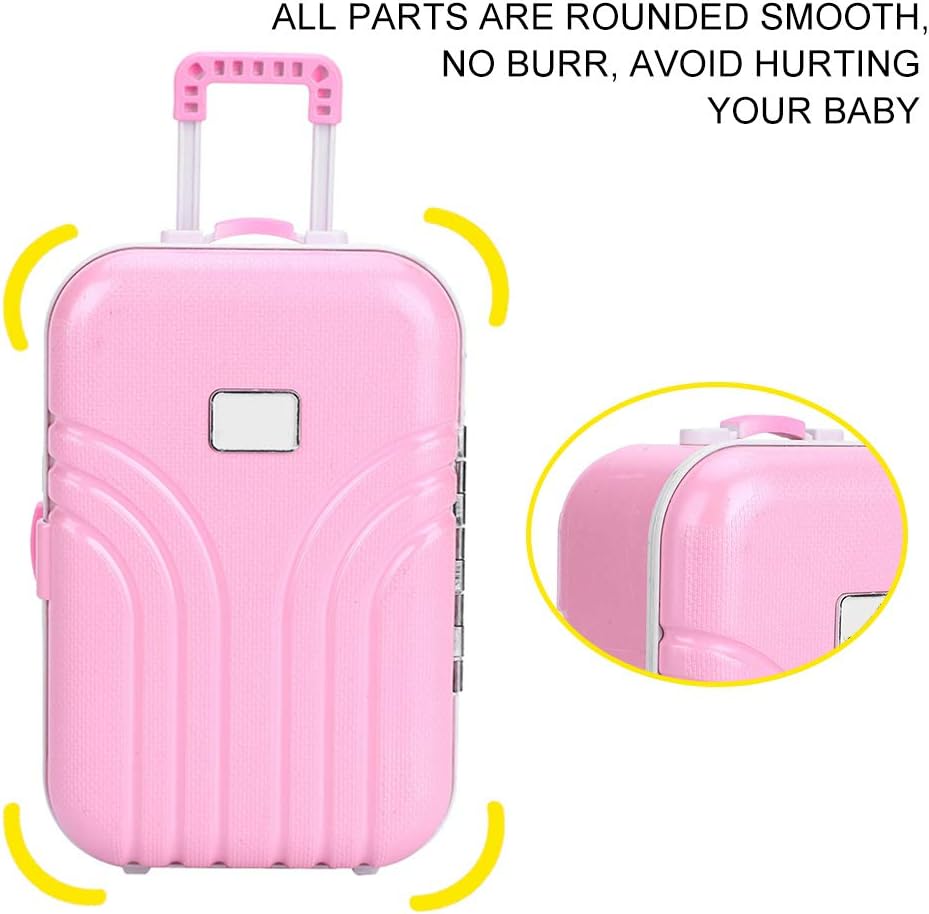review Baby Suitcase Toy Cute Mini Travel Suitcase Box Plastic Rolling Suitcase Mini Luggage Box 15.5 x 10.5 x 7cm (Pink)