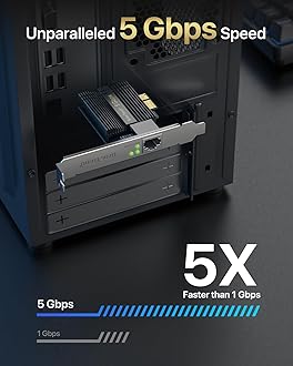 BrosTrend 5Gb PCIe Network Card, PCIe Ethernet Card with Extra Low-Profile, PCI Express Network Adapter for PC Windows 11/10 & Windows Server 2022 ONLY, PCI-e to 5 Gigabit NIC Lifetime Protection