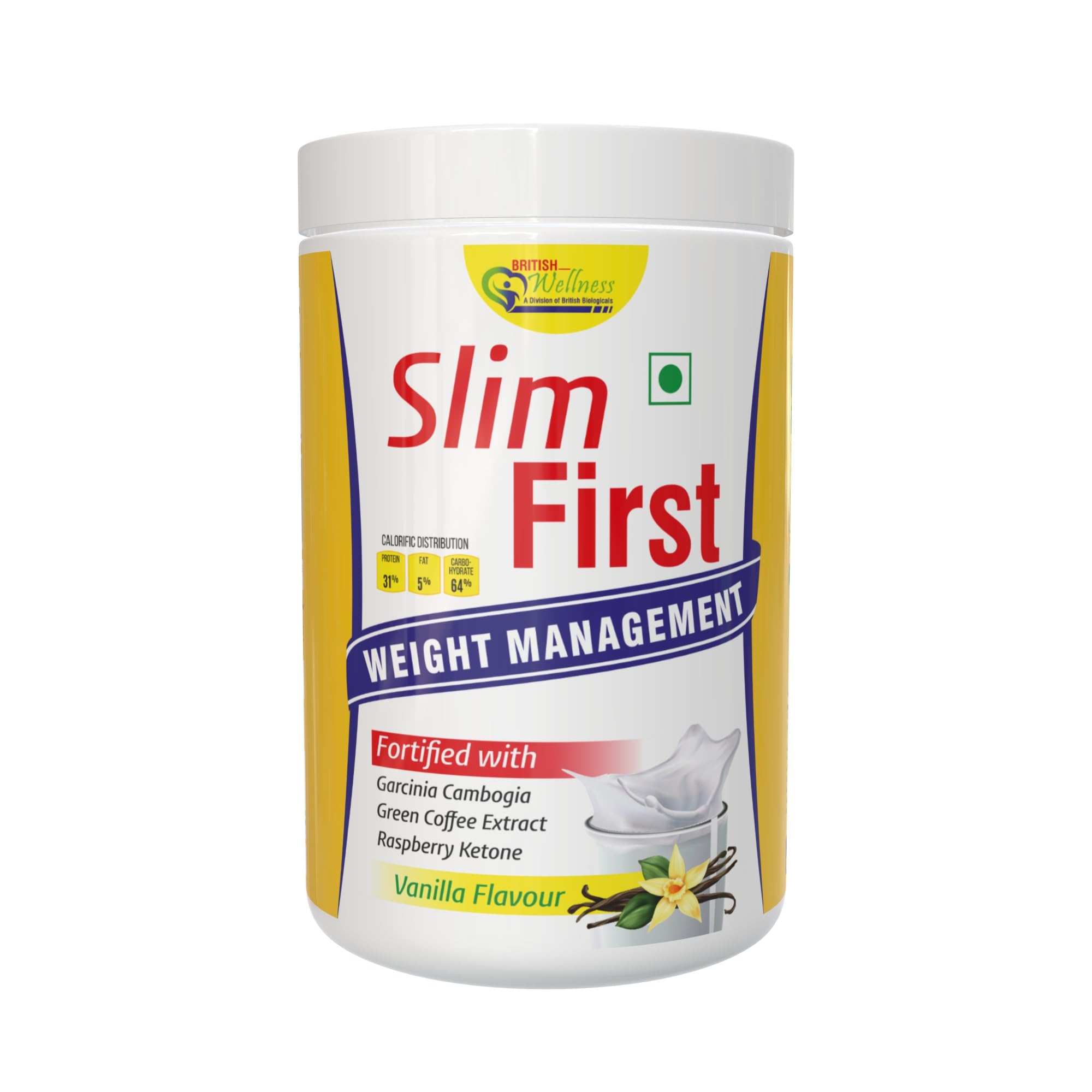 British Life Sciences SlimFirst Weight Management Shake | 32 Essential Nutrients | Whey Protein | Sugar-Free & Gluten-Free | Cholesterol-Free | Digestive Support, Low-Calorie | 400 gm