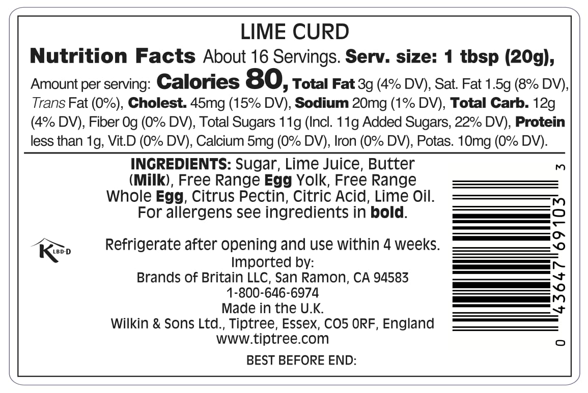 Tiptree Lime Curd, 11 Ounce (Pack of 6)