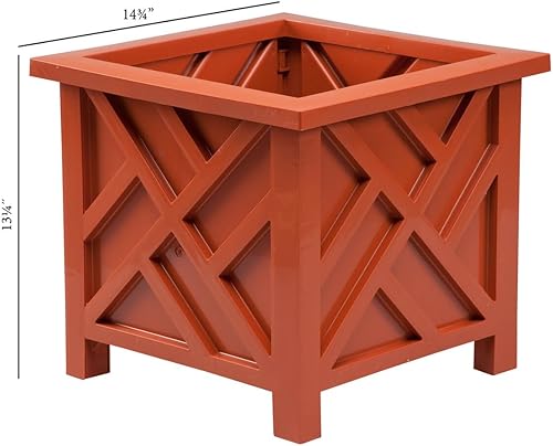 Miniatura 5 de Miles Kimball Chippendale - Maceta color terracota, soporte para plantas para jardín, patio y césped, 14  pulgadas cuadradas x 13  de alto en total