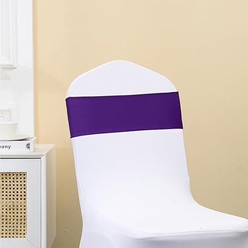 Vista 17 de Bandas negras para silla, 50 unidades, bandas elásticas de elastano con hebillas deslizantes, lazos elásticos universales para sillas para boda