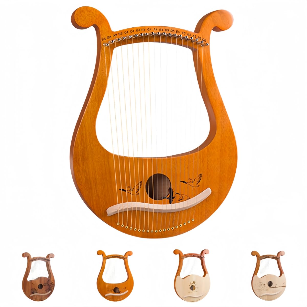 Amazon | ShineLuxe弦ライアーハープ｜マホガニー木製竪琴 ×19弦拡音域