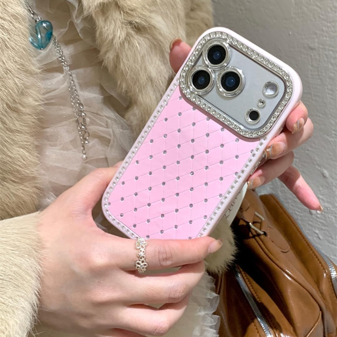 Coque iPhone 14 Pro Max antichoc rose pailletée motif losanges - 8