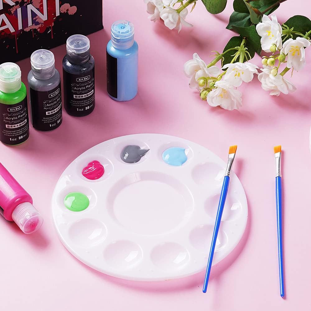 Paint Tray Palettes, 4 Pack, Plastic Paint Pallets,Paint Tray, Palette, Paint Holder, Paint Trays for Kids, Watercolor Palette Washable Painting Tray for Painting Party, DIY Craft and Art Painting