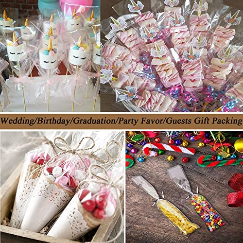 600Pcs Cellophane Bags Kits-300Pcs 3X11 Cellophane Bags Long Clear Treat Bags Cello Cookie Bags, 300Pcs Colors Twist Ties Kit For Gifts Party Favors #TOP4