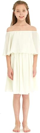 Hawaii Hangover Girls Off-Shoulder Ruffle Flower Girl Dress