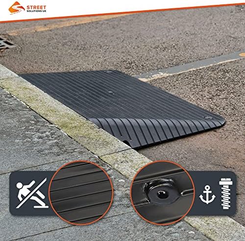 Rubber Threshold Ramp 4 Inch Rise Wheelchair Transition Ramp | Mobility Door Ramp for Scooter Access & Pets Designed with Slip-Resistant Surface
