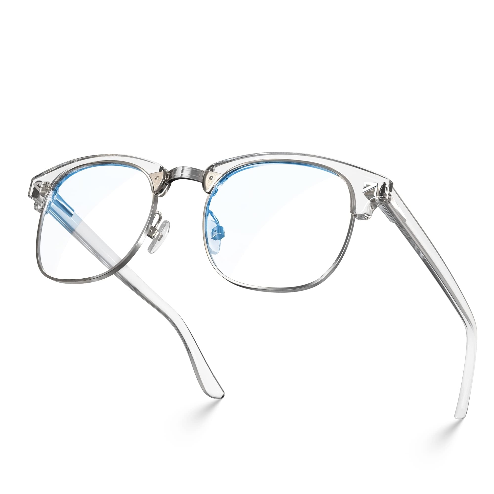 Gafas cuadradas con bloqueo de luz azul con antideslumbramiento de computadora para juegos de lectura, mujeres y hombres, Transparente, Large