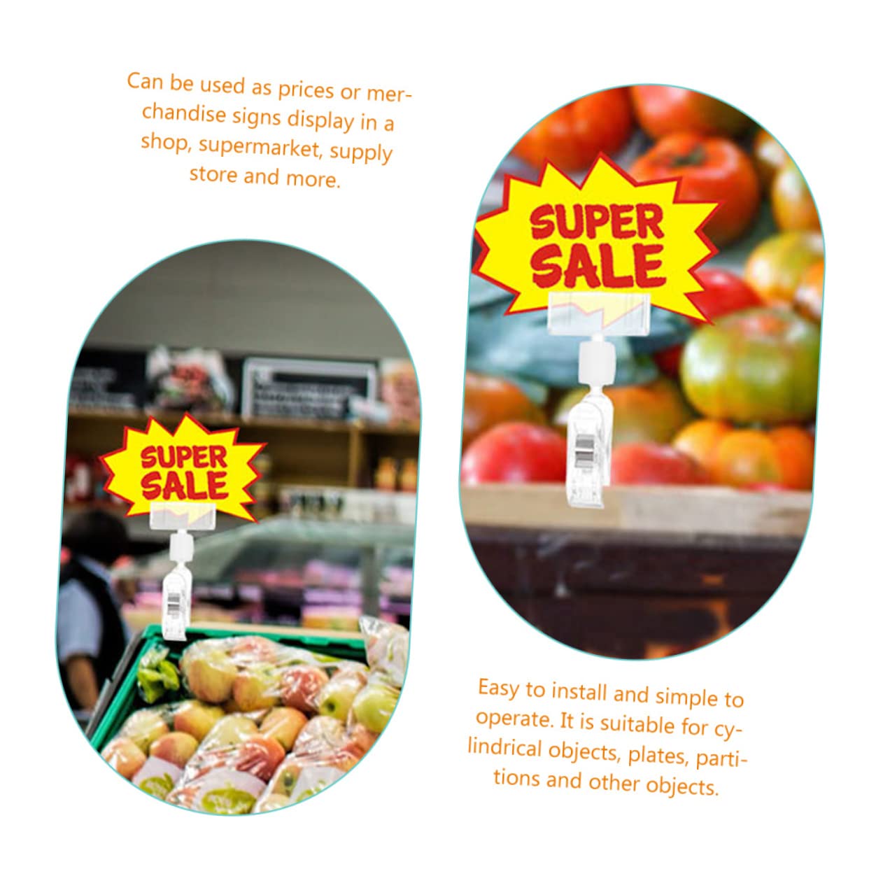HOMSFOU 100 Pièces Porte Étiquette Transparent Clips de Signe pour Affichage Magasin Support Publicitaire Pratique pour Étiquettes Menus et Photos