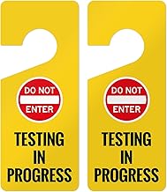Testing in Progress Do Not Enter Hanging Door Tag, (2 Pack) 9x3 Inches, Thick HDPS (high Density polystyrene), Made in USA by Sigo Signs
