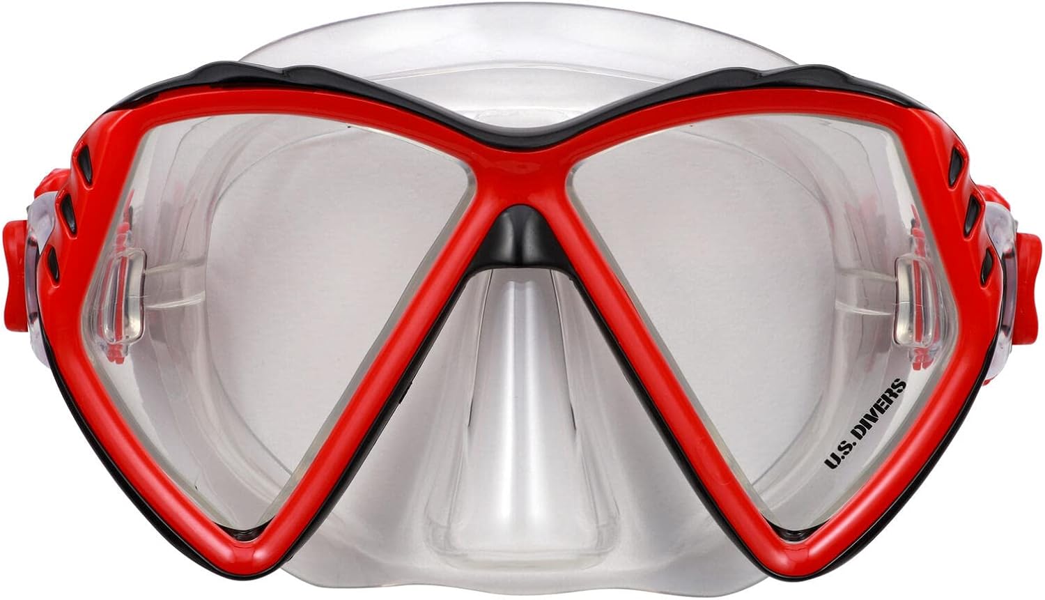 U.S. Divers Regal Jr Kids Snorkeling Mask - Adjustable 2-Window Mask, Leak-Free Customized Fit, Shatter-Resistant Fog Free Lens - Play Series | Unisex, Children (Ages 4+) Black/Red Ages 4+