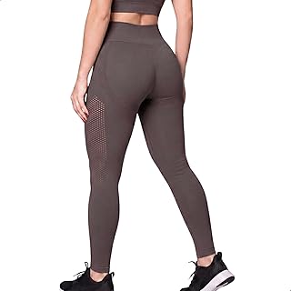 Legging Academia Poliamida Cintura Alta Microfuros Sem Costura Fitness Selene