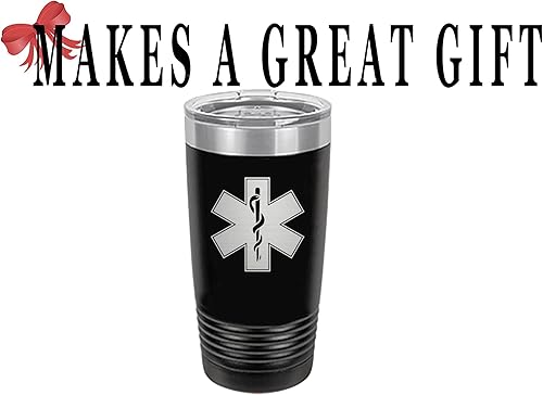 Miniatura 4 de Rogue River Tactical EMT EMS Star of Life - Taza de viaje (20 onzas), diseño de estrella de la vida, con tapa paramédico (negro)