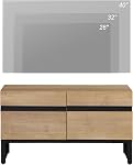 WAMPAT Moderne TV Pour les téléviseurs jusqu'à 50 de pouce, TV Console de centre de divertissement avec armoire de rangement, Consomme en bois pour le salon, Oak