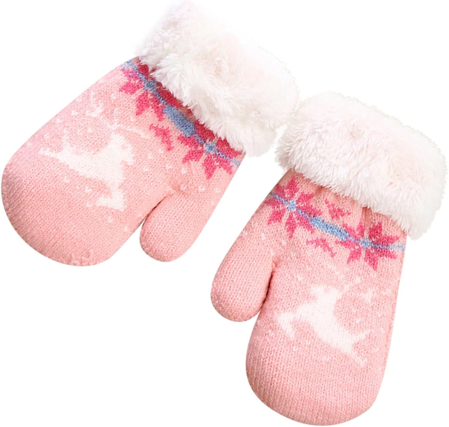 AUFJ Fleece Thickened Winter Warm Mittens For Kids Boys Girls Cold Weather Plush Fleece Cute Deer Snowflake Mittens Gloves: Clothing, Shoes & Jewelry