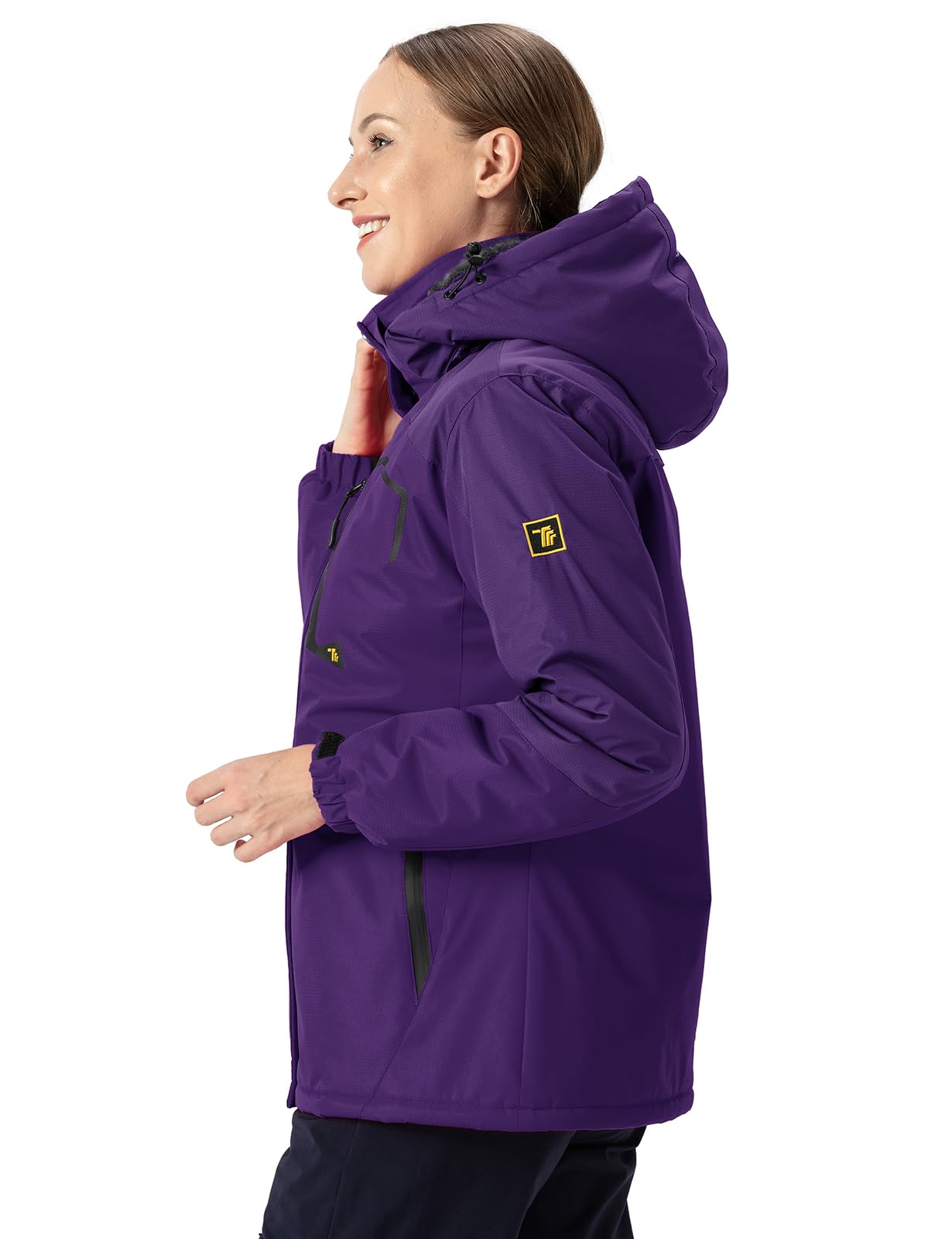 donhobo Damen Jacken Fleecejacke Winterjacke Wasserdicht Atmungsaktiv Verdickt Warm Winddicht Softshelljacke Outdoor Funktionsjacke mit Abnehmbare Kapuzen