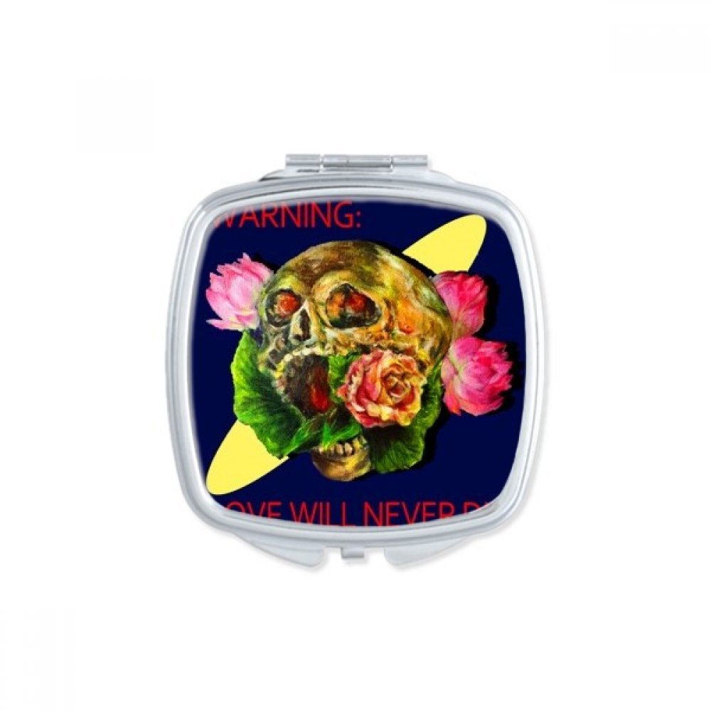 Miroir de poche tête de mort DIYthinker l'amour never die compact carré