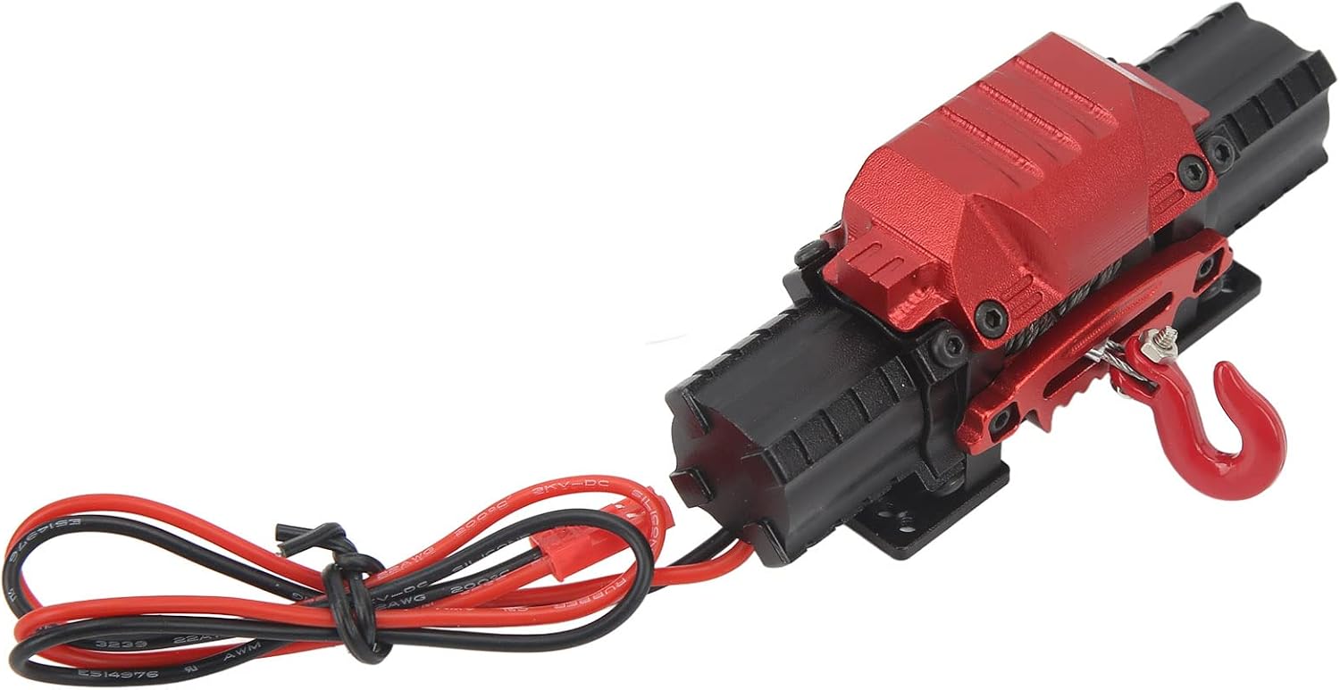 RC Car Winch, Professional Aluminium Alloy High Simulation RC Climbing Car Dual Motor Power Winch for Cars(Pure Black)