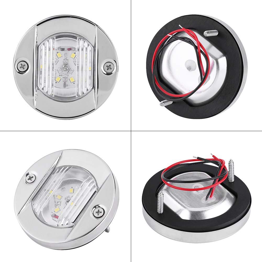 Akozon Feu de navigation arrière feu de Navigation 12V tableau de bateau marin blanc LED acier inoxydable ancre étanche feu de navigation arrière