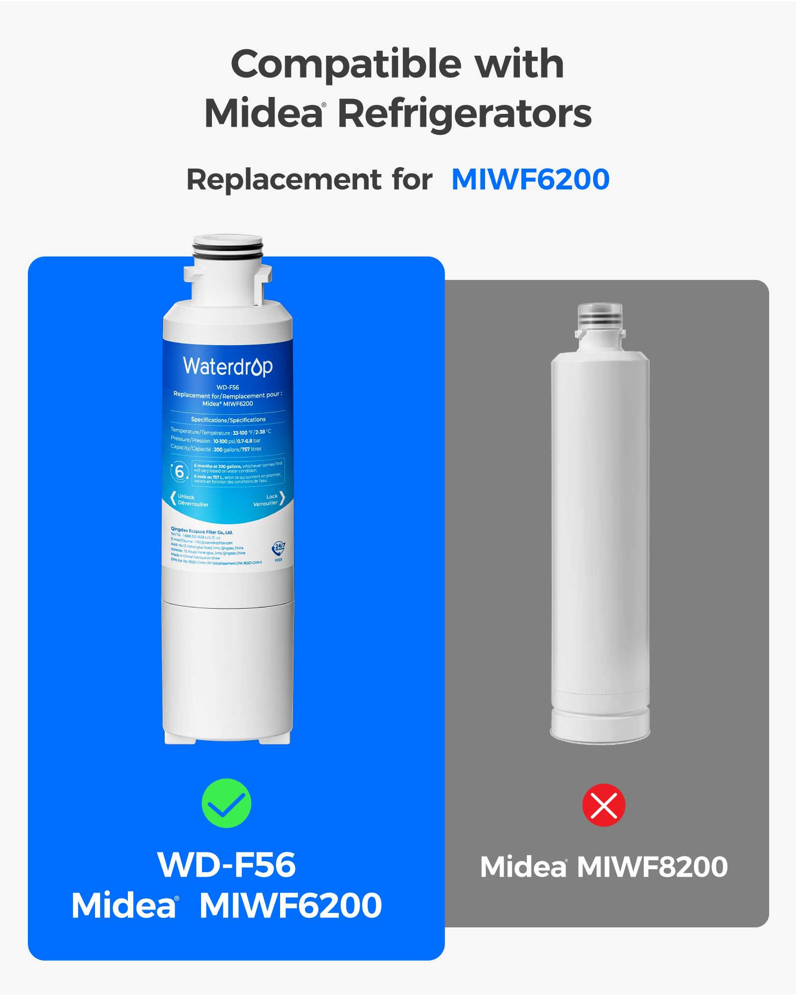 Amazon.com: Waterdrop MIWF6200 Water Filter, Replacement for Midea