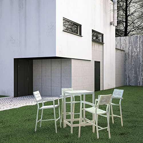 Lexmod Maine 5 Piece Outdoor Patio Dining Set In White Light Gray #TOP7