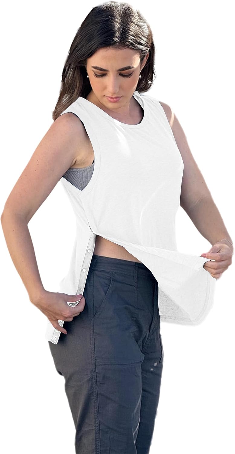 Deyeek Post Shoulder Surgery Shirts for Women Tear Away Snap Button Tops image 2
