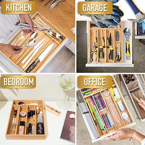 image for Besilord Silverware Organizer Kitchen Drawer Organizer Utensil Organiz