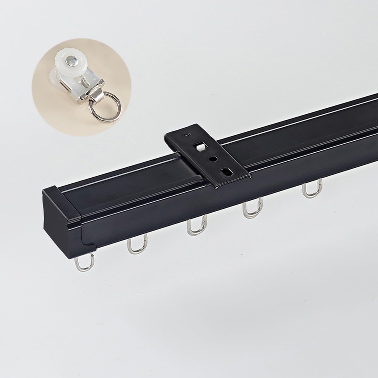 Riel de techo de aluminio negro de 3m ideal para separar dormitorios