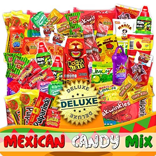 Mexican Candy Mix Assortment Snack (90 Count) Dulces Mexicanos Variety Of Best Sellers Sweet, SPICY and SOUR Bulk candies, Includes Luca Candy, Pelon, Pulparindo, Rellerindo, by JVR TRADE (SPICY)