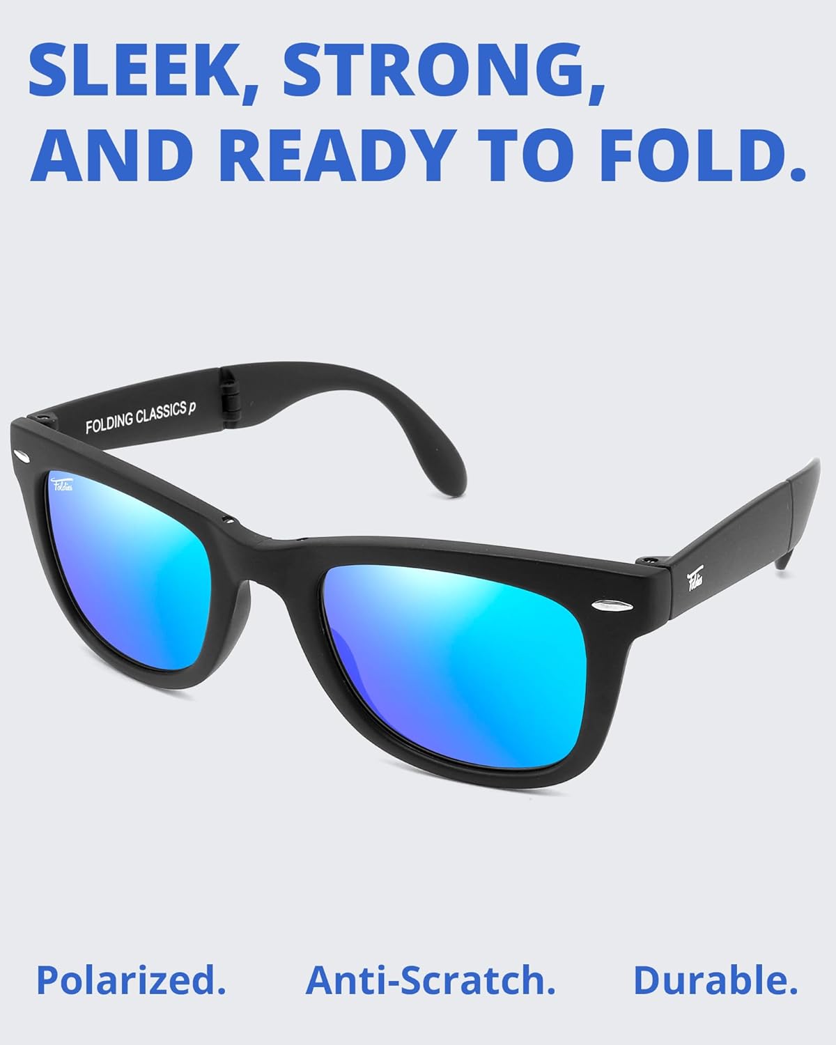 Foldies Classic Folding Sunglasses Polarized, UV400, UVA, UVB Protection for Men Women, Folding Sunglasses Leather Case - Image 2