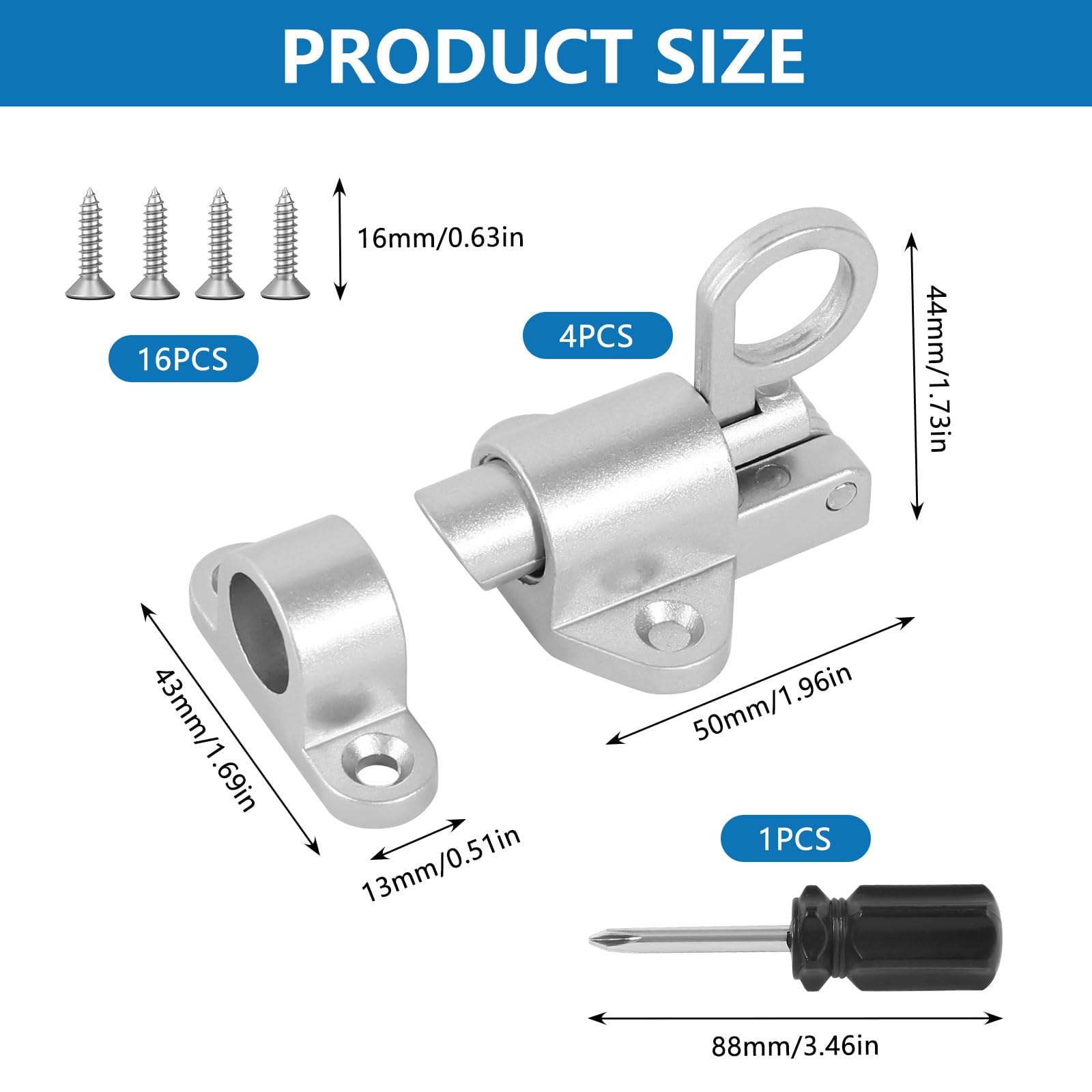 Chiavistello Automatico Per Porte - 4 Pezzi, Lega Alluminio, Marrone - Foto 3