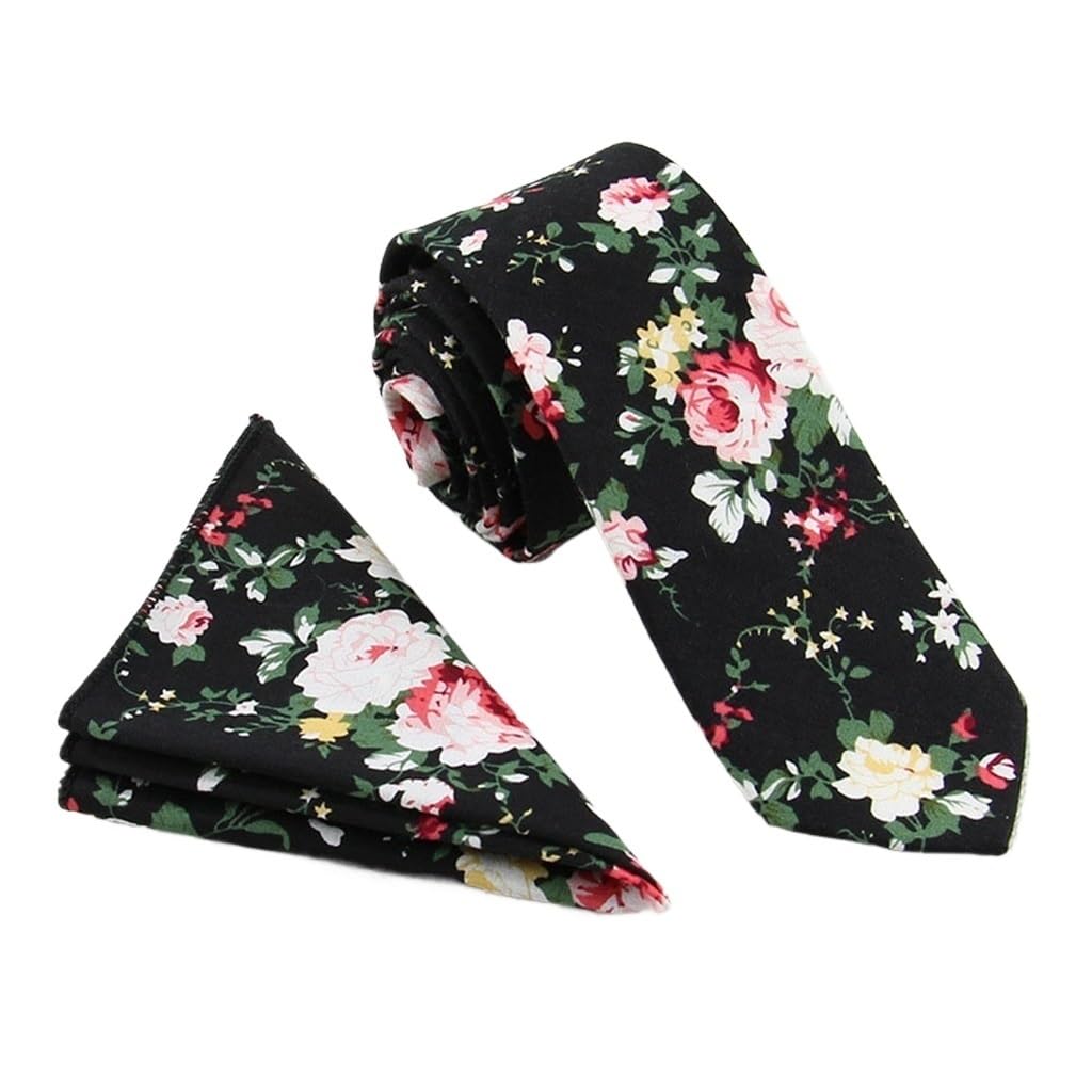 Floral Print -narrow 6cm Casual Tie Pocket Towel Suit Men's Narrow Small Cotton