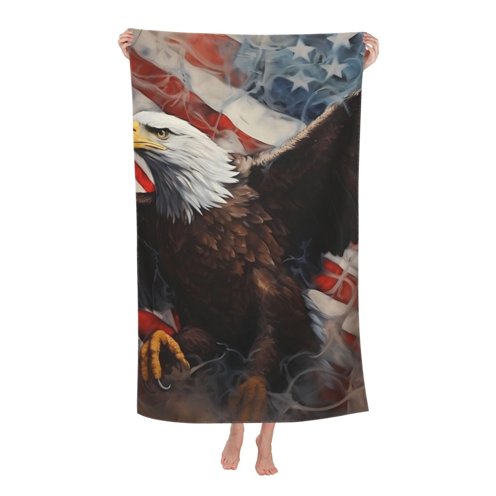 LSRCPD Beach Towel Retro American Flag Bald Eagle Microfiber Beach Towels Blanket Oversized Tropical Big Extra Large XL Pool Towels Quick Dry Sandproof for Women Girls Kids