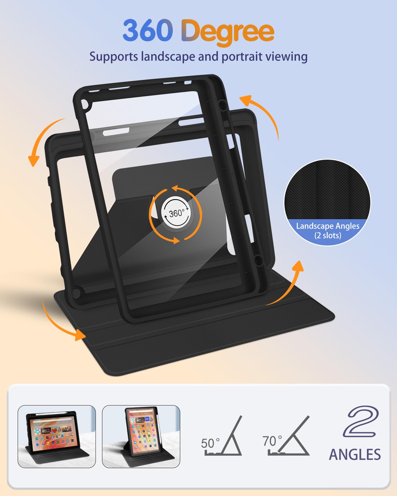 Kidcube Schutzhülle für Kindle Fire HD 10/10 Plus, 13. / 11. Generation, 25,7 cm (10,1 Zoll), mit Stifthalter, Blumenmuster, drehbarer Ständer, Hüllen für Amazon Fire HD 10/10 Plus