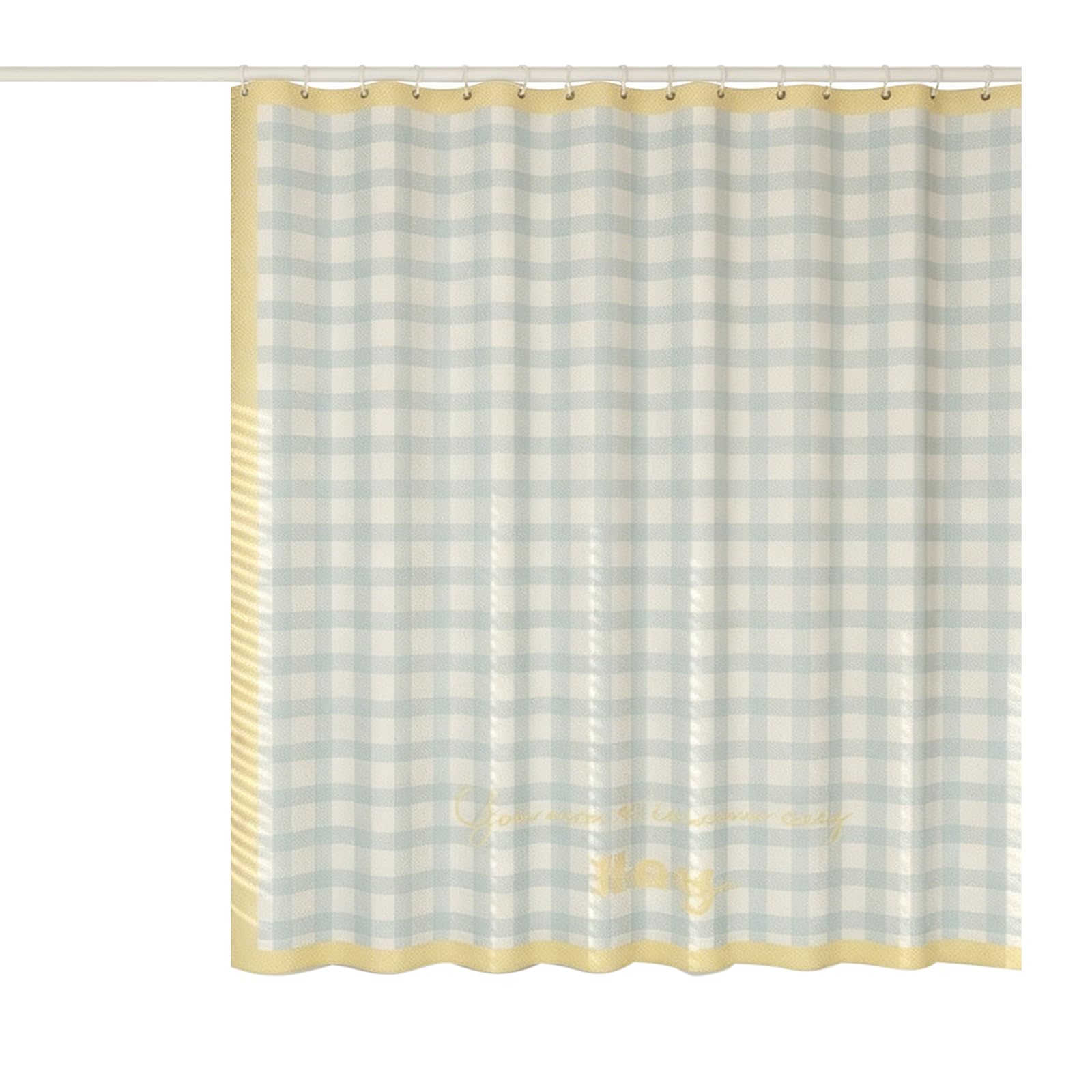 Générique Rideau de Douche en Polyester à Carreaux de Couleur Claire, imperméable et Opaque, avec Impression de Texte Manuscrit décontracté