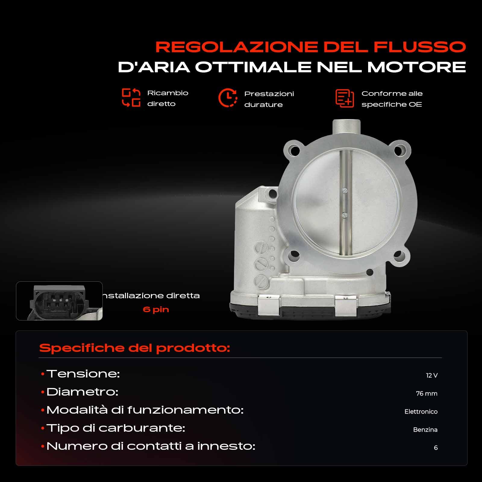Frankberg Valvola dell'acceleratore Compatibile con C.a.y.e.n.n.e 9PA S 4.8 C.a.y.e.n.n.e 9PA S 4.5 C.a.y.e.n.n.e 92A 4.8 Turbo C.a.y.e.n.n.e 9PA Turbo S 4.8 94860511502