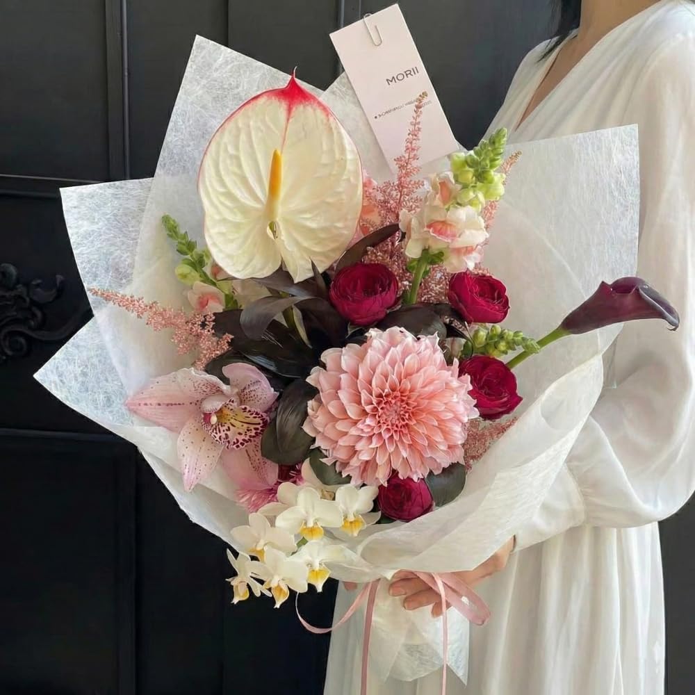 BBJ WRAPS Korean Wrapping Paper Gift Flower Wrapping Cotton Waterproof Bouquet Packaging Tissue Paper Florist Supplies 15 Sheets, 22.8 x 22.8 Inch (White) Product Name