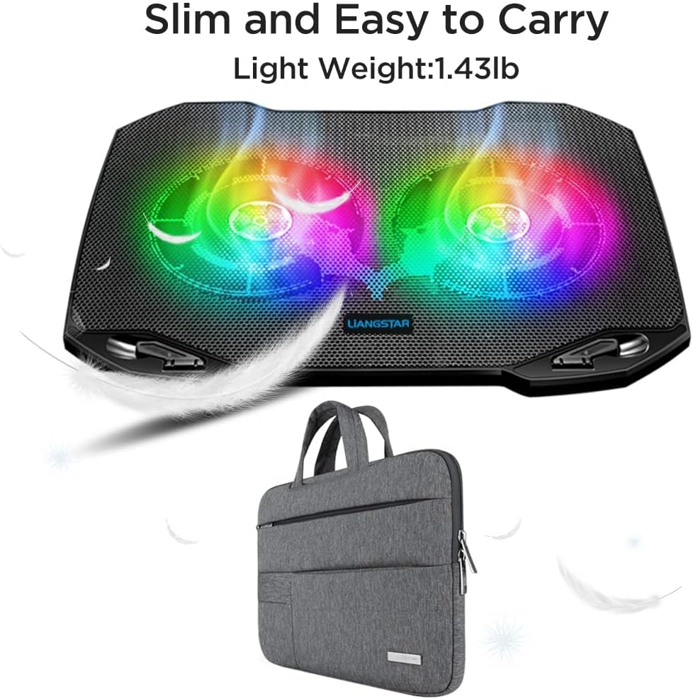 Laptop Cooling Pad, RGB Colorful Laptop Cooler 6 Quiet Fans & 2 Big Fans