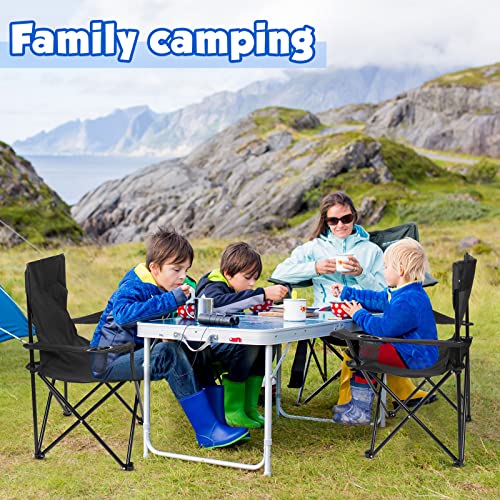 4 Pack Folding Camping Chairs With Carrying Bag Portable Lawn Chairs Lightweight Beach Chairs Outdoor Collapsible Chair With Mesh Cup Holder For Travel Outside Camp Beach Fishing Sports (Black) #TOP4