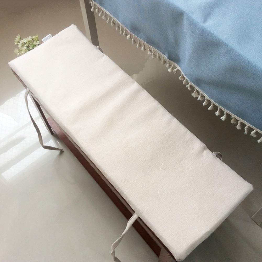 Thicken Solid Color Bench Cushion Long Stool Mat,Non Slip Soft Detachable Settee Cushion,for Long Stool Chair (Light Grey, 87x28cm(34x11inch))