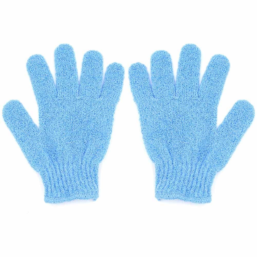 SOWUGI 2 Pieces Exfoliating Gloves Body Scrub Bath Gloves, Double Sided Exfoliating Gloves for Body clean, Skin Shower Scrubber (Blue)