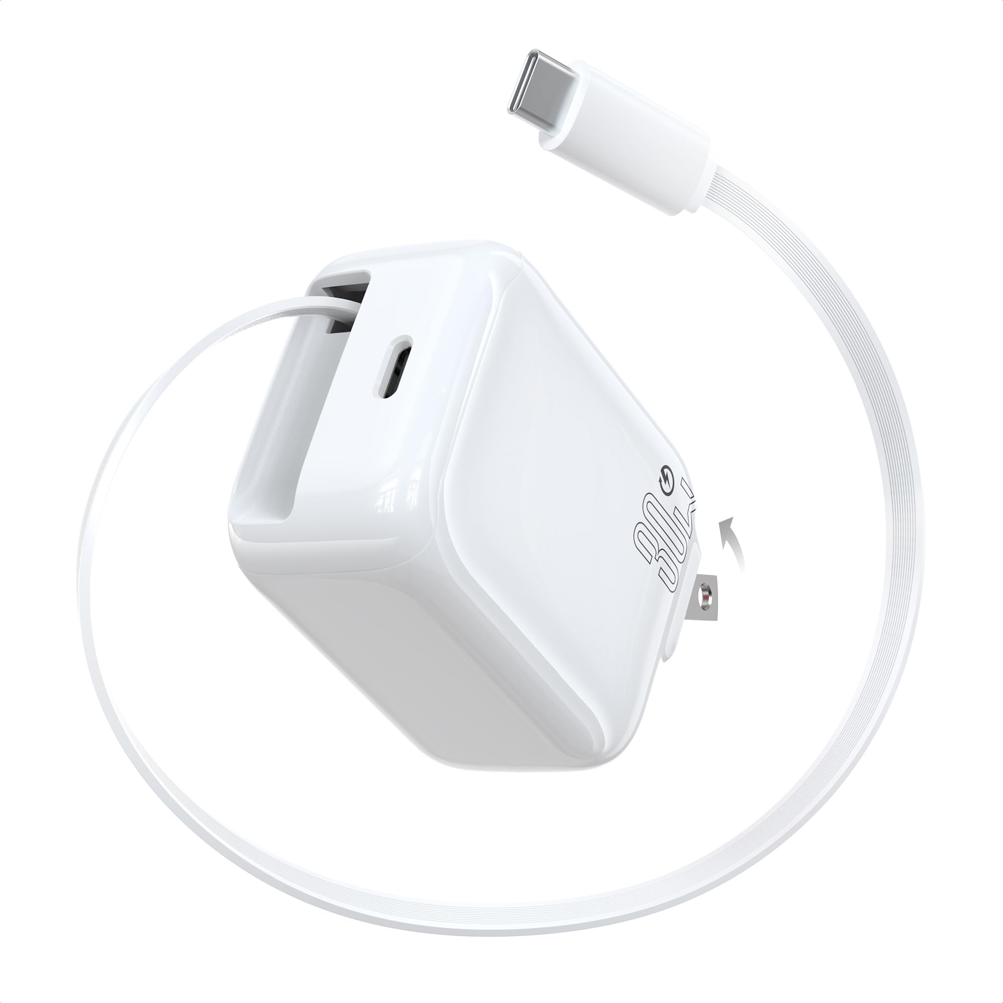 Amazon | TOPADRE 30W 急速充電器 Type-C 巻き取り式 タイプc 充電器