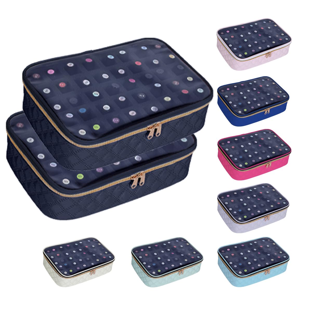 UOZL 2 Pcs Small Nail Polish Organizer Holds 80 Bottles(15ml-0.5fl.oz) Nail Polish Carrying Case Clear Multifunctional Cosmetic Travel Cases Makeup