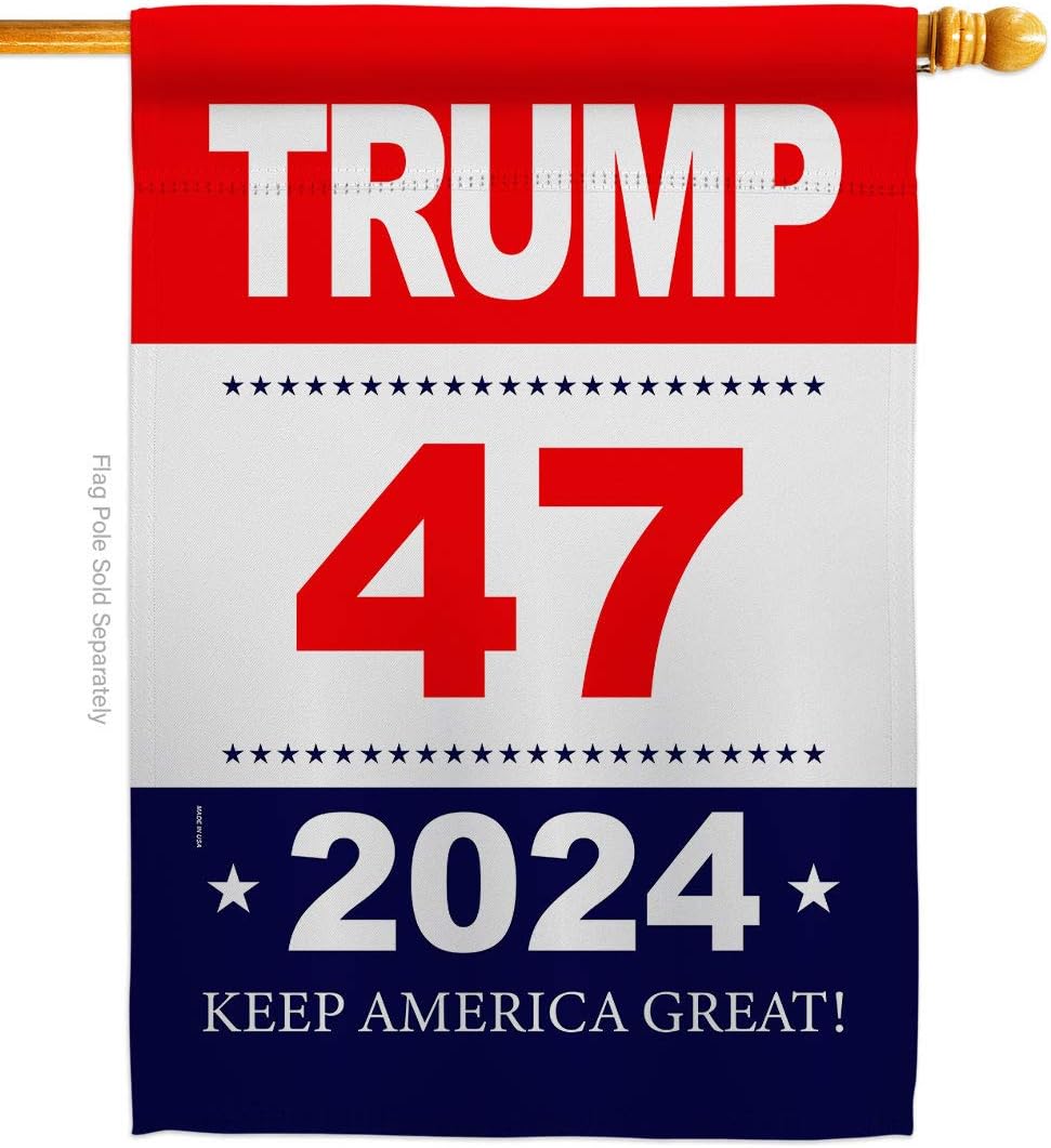H192326-BO 28 x 40 in. Trump 47 American Political Vertical House Flag with Double-Sided Decorative Banner Garden Yard Gift