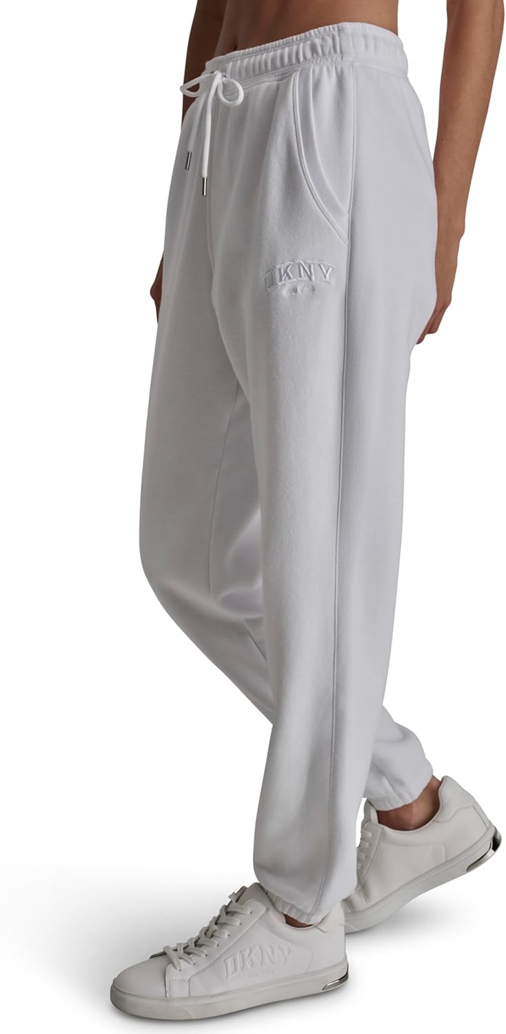 DKNY Womens Varsity Embroidered Logo Jogger Fleece Sweatpant - Image 3