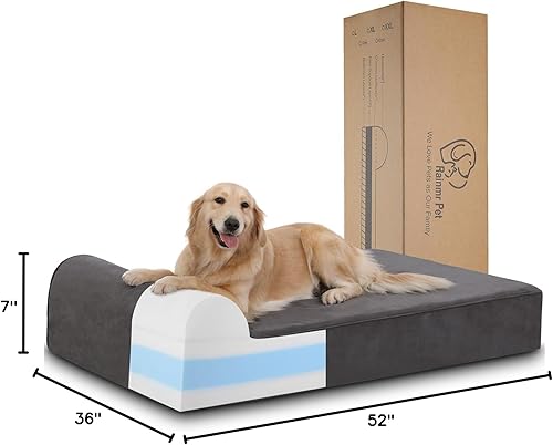 Miniatura 9 de Camas ortopédicas para perros grandes, camas para perros de espuma viscoelástica de 7 pulgadas con forro impermeable, funda de microgamuza a prueba