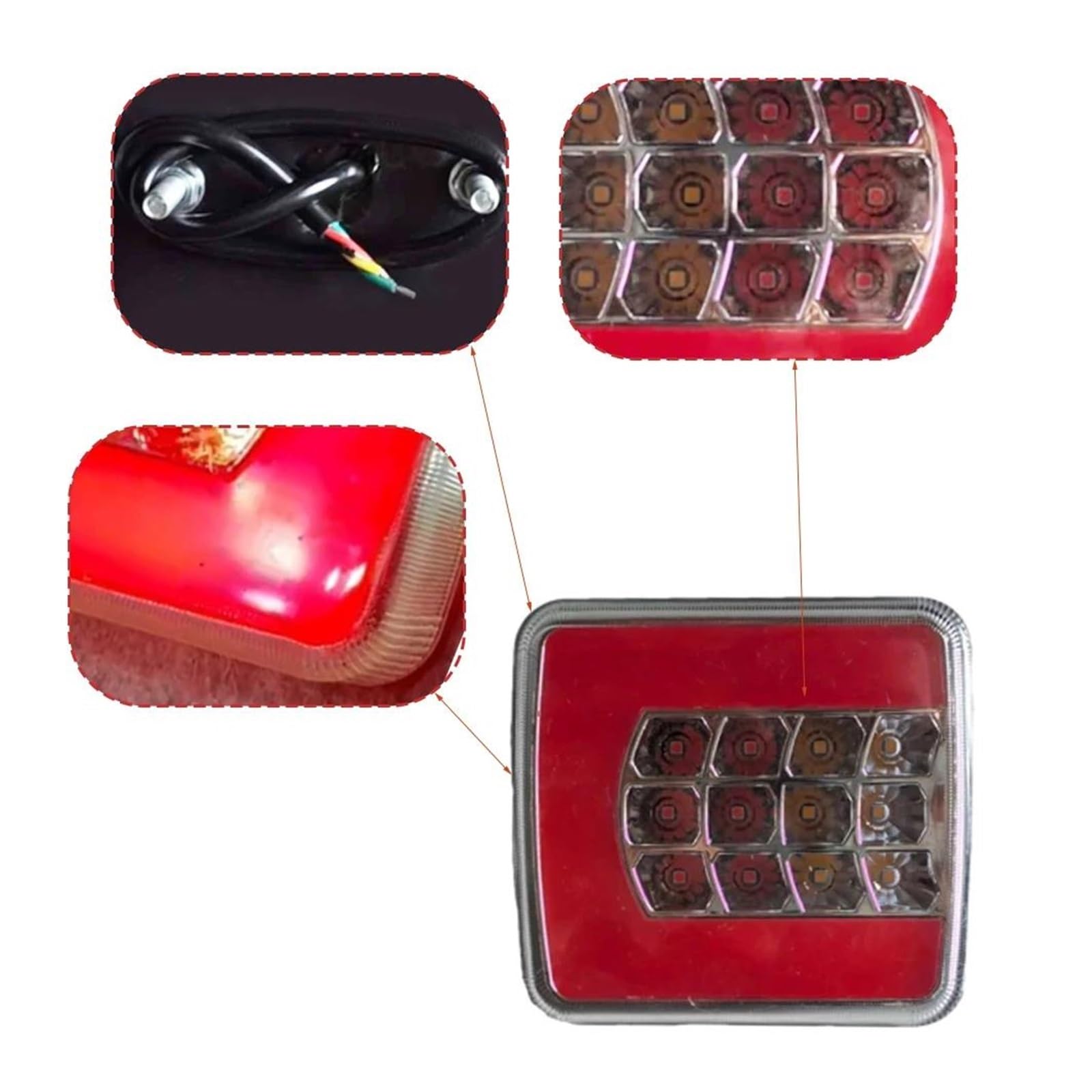 Genérico Intermitente Indicador Lateral 2 Uds 10-30V Rojo + Blanco + Luz Ámbar Guía Luces Traseras Señal Giro Para Camiones Remolques