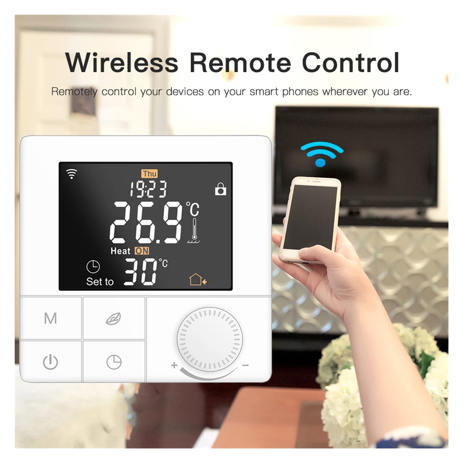 Cyfrowy higrometr termometr wewnętrzny Tuya Smart WiFi Termostat temperatury Ciepły sterownik ogrzewania podłogowego Alexa Voice Digital Programboiler Termoregulator Z wyświetlaczem LCD(TR8B-WIFI-EP)
