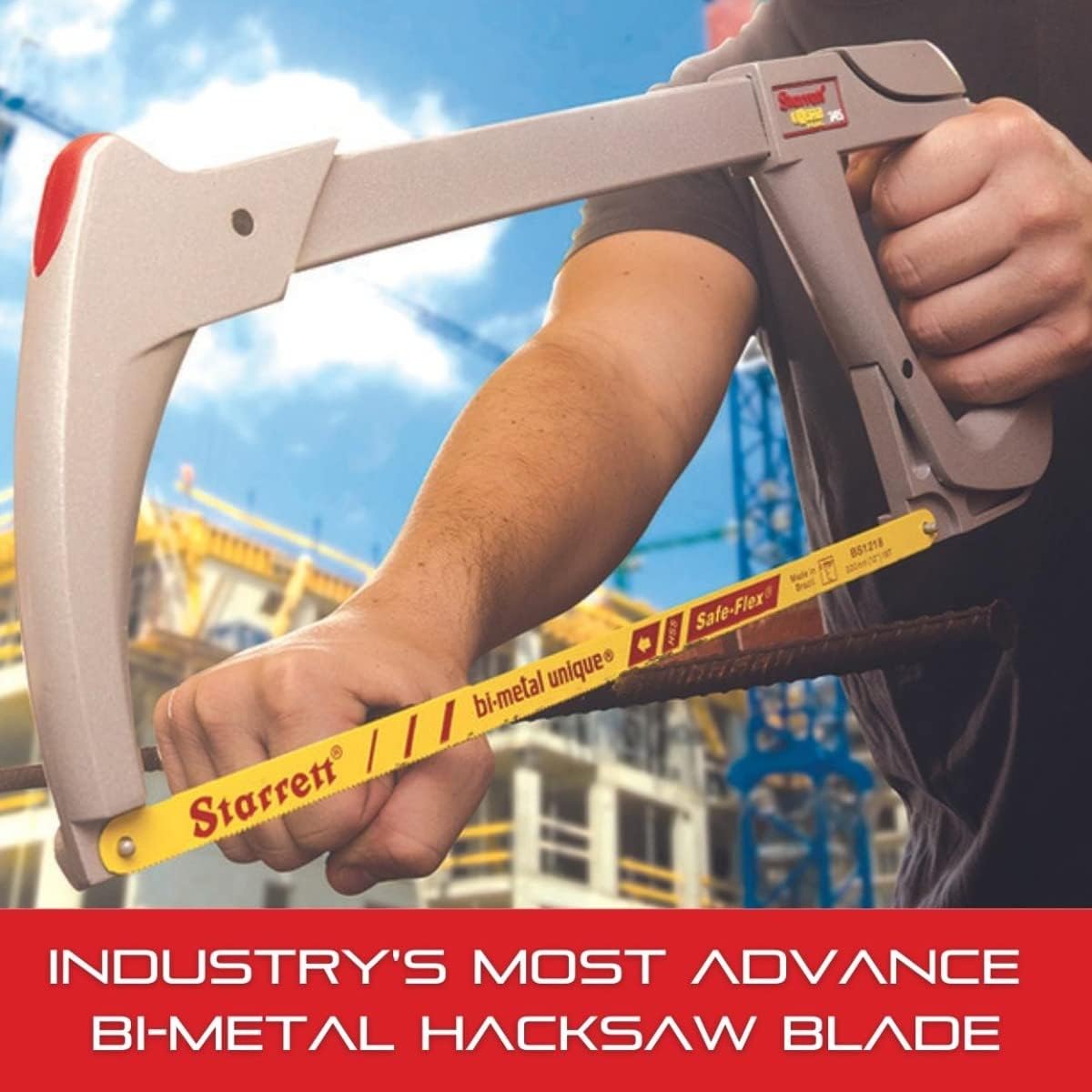 Starrett Bi-Metal Unique HSS Safe-Flex Hand Hacksaw Blade - Ideal for Contractors and Tradesmen - 12" Length, 1/2" Width, 0.024" Thickness, 24 TPI, 2-Pack - KBS1224-2
